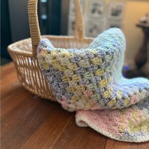 New Handmade Pastel Crochet Baby Blanket. 30”X30”